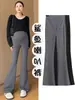 Pantalones de maternidad para primavera y verano, pantalones ligeramente acampanados, pantalones con soporte para la barriga de talla grande que no aprietan la barriga, adecuados para el principio del embarazo, pantalones de tiburón para primavera