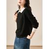 Suéter de Punto con Bloques de Color, Cuello Solapa, Estilo Intelectual y Elegante, Versión Coreana 2025 para Mujer en Otoño e Invierno Mlzyh33176