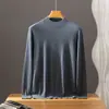 Suéter de cachemira 100% Bai Cai Velvet para hombre, ligero y lujoso, suave y cómodo, tejido fino de otoño/invierno con cuello semi-alto, casual y simple