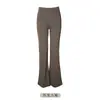 Elegantes, adelgazantes, de cintura alta, versátiles, nuevos pantalones acampanados de nailon cómodos de alta elasticidad con control de abdomen para otoño e invierno, pantalones de algodón microacampanados para mujer
