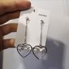 Aguja de plata 925 Corea del Sur Dongdaemun Electrocardiograma Pendientes con incrustaciones de diamantes para mujer elegantes combinan con todo pendientes largos de amor ECG