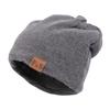 Chapéu de lã forrado com fleece para casal de inverno, touca fechada para cabeça grande de homem, chapéu de tricô com forro de fleece espesso para primavera e outono, chapéu para frio