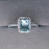 Anillo de Topacio Princesa Europeo y Americano de Nueva Venta Caliente Anillo de Compromiso de Diamante Azul Cuadrado Accesorios de Mano para Mujer