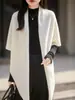 Chal grande 100% lana australiana pura para mujer, suave y cálido para otoño e invierno, se puede usar como capa, tiene un tacto de alta gama, bufanda de doble uso, capa tejida