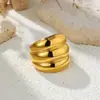 Anillo de Tres Capas para Pareja Transfronteriza Anillo de Acero Inoxidable para Mujer No se Desvanece Nicho Fabricante Venta al por Mayor Elegante con Estilo Moda