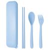 Garfo, Colher e Hashi Portáteis de Palha de Trigo para Estudantes Outdoor Conjunto de Três Peças de Louça Plástica Portátil Fabricante Atacado