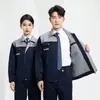 Conjunto de Ropa de Trabajo de Doble Capa con Forma de Cuerno de Poliéster para Primavera y Otoño con Forro, Chaqueta Color Bloque para Cuatro Estaciones, Ropa de Protección Laboral Resistente al Desgaste