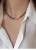 Cadena para Clavícula de Perla de Espinela Negra Collar Retro Simple para Mujer Lujo Accesible Nicho Gargantilla de Perlas Accesorios