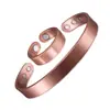 Set de Pulsera y Anillo Magnéticos Transfronterizos, Pulsera Magnética con Diseño de Flor, Joyería Unisex Estilo Retro Cepillado de Cobre Rojo Antiguo