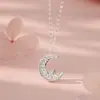 Collar de Luna de Plata de Ley S999 Lujo Ligero para Mujer Estilo Coreano de Gama Alta Nicho Cadena para Clavícula Suave Literaria Dropshipping