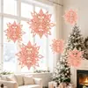 Nuevas decoraciones colgantes navideñas holográficas 3D de colores con forma de copo de nieve, banderines colgantes, colgantes en espiral de copo de nieve tridimensionales, juego de seis piezas