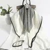 Lenço Listrado Simples Estilo Europeu e Americano Lenço Feminino de Seda Sintética Lenço Quadrado Grande 90cm Xale de Viagem Lenço de Cabeça Novo Estilo