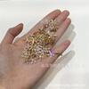 Accesorios de cobre color oro kc electrochapado, micro incrustaciones de circonita en el borde, colgante de flor de cinco pétalos en floración, accesorios de joyería diy