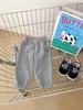 Pantalones de Primavera para Niños 2025 Estilo Coreano Bordado de Carita Sonriente Pantalones Casuales para Bebés Niños Más Fáciles de Combinar Pantalones Waffle de Pierna Delgada