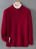Suéter de punto para hombre con cuello alto y cremallera, 100% lana pura, engrosado para abrigar, adecuado para uso de negocios casual, nuevo estilo de invierno