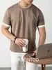[Falso Dos Piezas] Camiseta de Manga Corta de Algodón Modal Sensible a la Humedad 60S de Gama Alta para Hombre en Verano, Fresca y Transpirable Antibacteriana Grado 5A
