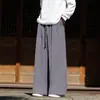 Colección de otoño para hombre estilo chino: pantalones casuales, desgastados, lavados, talla grande, corte holgado, pierna recta, pantalones largos, moda retro china, pantalones estilo dinastía Song
