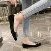 Zapatos de Trabajo Profesionales para Mujer con Pedrería Plana 2025 Nueva Moda Punta Fina Suela Suave Hebilla Cuadrada Versátil Zapatos Individuales para Mujer