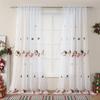Cortinas Estilo Navidad Amazon Transfronterizas Producto Terminado Papá Noel Árbol de Navidad Bordado Translucidas Venta Directa de Fábrica