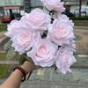 Rosa rosa al por mayor, bolsa de 9 rosas de diamantes, paquete de rosas con forma de corazón, comercio exterior, decoración de boda de otoño, flores falsas