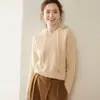 Suéter de Cachemira con Capucha Otoño Nuevo para Mujer Cachemir Espeso Tejido de Punto Suéter Básico Estilo Coreano Holgado Adelgazante Suéter Exterior