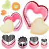 Conjunto de 5 Peças de Cortador de Sanduíche em Forma de Coração da Amazon, Cortador de Biscoito em Forma de Coração de Aço Inoxidável, Cortador de Pão de Frutas