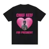 Camiseta Transfronteriza 180g Rapper Chief Keef para Presidente Moda Masculina Casual Manga Corta