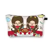 Nueva Bolsa de Maquillaje Monchichi de un Solo Lado para Niñas, Bolso de Mano Portátil de Gran Capacidad, Linda Bolsa de Almacenamiento de Escritorio al por Mayor