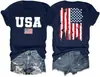 Camisas americanas para mujer transfronterizas: Camisetas del 4 de Julio con divertidos estampados americanos