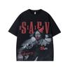 Camiseta de Manga Corta con Estampado de Letras de Payaso Callejero de Marca de Moda para Hombre y Mujer 2025 Verano Nueva Casual Combinable Top de Pareja