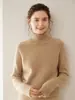 Suéter Feminino de Tricô Cashmere com Gola Alta e Manga Raglan Elegante para Trabalho Casual Simples Solto Manga Longa Top Básico