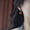 Pendientes vintage de resina ámbar 2022, nuevos pendientes de moda para otoño e invierno, diseño de nicho, pendientes de lujo ligeros de alta calidad para mujer