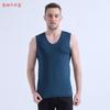 Chaleco sin costuras para hombre, corte ajustado, cuello redondo, seda de hielo, ajustado, de hombro ancho, chaleco deportivo fresco de base, chaleco de cuello redondo para hombre