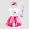Nueva Falda Tutú Arcoíris de Dibujos Animados Europeos y Americanos Nuevo Traje de Falda para Niños Camiseta de Algodón Más Accesorios de Malla