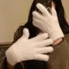 Guantes Calientes de Peluche para Estudiantes, Imitación de Pelo de Conejo, Engrosados, a Prueba de Frío, Guantes de Dedos, Guantes a Prueba de Viento y Anticongelantes para Montar al Aire Libre
