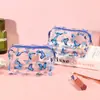 Estilo Ins Coreano Hyuna Margarida Transparente Bolsa de Maquiagem Transfronteiriça Portátil à Prova d'Água Grande Capacidade Armazenamento Bolsa de Higiene Pessoal para Viagem