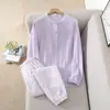 3 ColoresPijamas de Algodón Burbuja para Mujer, Cárdigan Holgado Casual de Primavera y Otoño, Conjunto de Manga Larga y Pantalón Largo