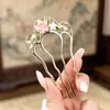 Grampo de Cabelo Vintage para Mulheres, Grampo de Cabelo Metálico de Alta Qualidade em Forma de U com Peônia, Grampo Sofisticado de Nicho, Acessório de Cabelo Estilo Antigo Venda por Atacado