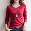 Camiseta Básica de Manga Larga Lisa de Cuello Redondo para Mujer Ajustada Simple Adelgazante Simple Top de Primavera y Otoño para Mujer 2023