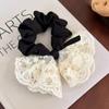 Dulce Liga para el Cabello Scrunchie para Mujeres, Satén de Alta Gama Estilo Coreano Versátil Cuerda para el Cabello, Suave Encaje Lunares Accesorio para el Cabello, Pañuelo Cuadrado para la Cabeza