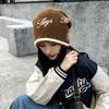 Gorro de tricô jacquard estilo coreano para outono e inverno, nova moda feminina, caimento solto, afina o rosto, gorro pullover moderno