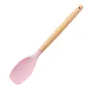Espátula Plana de Silicone com Cabo de Madeira Resistente a Altas Temperaturas de Grau Alimentício para Uso na Cozinha, Assar, Misturar Creme, Colher de Silicone Multiuso