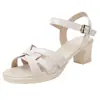 Sandalias de Cuero Suave Estilo Nuevo Verano 2026 para Mujer, Tacón Medio, Tacón Grueso, Tacones Altos, Hebilla de Una Correa, Tacón Cerrado, Sandalias de Cuero Estilo Mamá para Mujer
