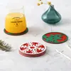 Fabricantes transfronteiriços spot feltro montanhas-russas árvore de Natal floco de neve padrão decoração isolamento térmico absorvente montanhas-russas placemat chá montanhas-russas