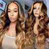 Peluca de comercio exterior moda europea y americana reflejos color piano cabello rizado de onda grande peluca africana caliente con encaje frontal