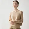 Pulôver de Cashmere Novo de Manga Longa Outono/Inverno Gola Redonda Solto Ombro Caído Gola de Renda Temperamento Casual Macio Pegajoso Camada Base Top