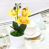 Bestseller transfronterizo de Amazon: Planta artificial de Phalaenopsis en maceta, flores artificiales de magnolia, exhibición de decoración para el hogar
