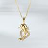 Colección de collares de vida marina para mujer cobre con incrustaciones de circonio chapado en oro real colgante estrella de mar delfín pez dorado cadena clavicular collar femenino