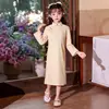 Qipao para Niñas Estilo Nuevo Primavera 2026 Estilo Chino Nuevo Qipao Elegante Vestido Qipao de Manga Larga para Niños