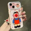 Capa de celular de tigre gordo com nariz vermelho para Apple 17 Pro Max, fofa para meninas, 16/15 transparente de desenho animado com grande janela de visualização